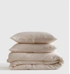 Nwt Quince European Linen King Cal Duvet Cover Set Natural White Stripe MSRP$210. Fixed Price $119.99.