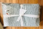 Pottery Barn Belgian Flax Floral Stitch Quilt Mineral Blue Queen 2 Std Shams 3P. Fixed Price $259.00.