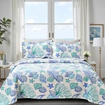 Ycosy 3 Piece Coastal Beach Quilt Set King Size Ocean Theme Bedding Blue .... Fixed Price $64.61.