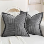 Haussy Dark Grey Pack 20X20 Inch Corduroy Decorative Throw Pillow Covers Bo.... Fixed Price $33.79.