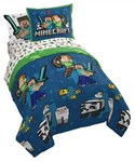 Jay Franco Minecraft Twin Comforter Set - 5 Piece Bedding Includes Sheet .... Fixed Price $100.14.