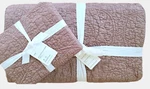 Pottery Barn Linen Floral Stitch Quilt Brick Belgian Flax King & 2 Shams. Fixed Price $324.99.
