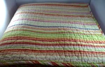 Pb Pottery Barn Teen Full/queen Reversible Quilt Stripe Bright Pink Blue 82X84. Fixed Price $79.99.