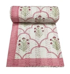 Hand Block Print All Size Cotton Kantha Quilt Throw Blanket Bedspread Indian. Fixed Price $101.31.