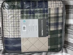 Madison Park Full/queen Quilt Set Green Blue Beige White Cotton Plaid Patchwork. Fixed Price $55.00.
