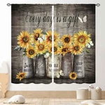 Tkuyo Rustic Sunflower Kitchen Curtains, Farmhouse Yellow Floral Vase Country.... Fixed Price $50.63.