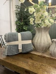 King + Reversible Textured Cotton Chambray Coverlet Dark Teal Blue - Casaluna. Fixed Price $90.00.
