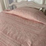 Vtg Bates Cotton Bedspread Coverlet Scarf Floral Pink & White Twin/full 100X75. Fixed Price $74.99.