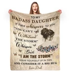 Jopjoliw To My Badass Daughter Blanket From Dad, 50" X 60", Christian. Fixed Price $28.17.