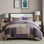 Niditw 3-PIECE Boho Geometric Patchwork Quilt Set King Size Stripe Polka Dot. Fixed Price $70.21.