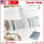 Coastal Blue Lumbar Pillow Cover 14X36 Boho Long Body For Bed Farmhouse. Fixed Price $61.69.