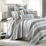 Provincetown Quilt - Striped Coastal Grey, Blue, White Levtex Home King. Fixed Price $129.00.