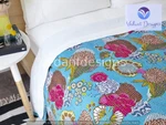 Beige Kantha Quilt Fruit Print Gudri Handmade Twin Bedspreads Throw Ralli. Fixed Price $49.36.