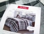 Home Boutique Microfiber Gray Wine Country Plaid Reversible King Quilt Shams. Fixed Price $31.50.