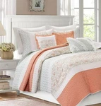 Madison Park Dawn 7 Pc Quilt Set Full/queen W/bed Skirt Nwt F/q Coral $400. Fixed Price $67.99.