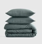 Quince European Linen Duvet Cover Set Full/queen Size Ocean Blue Green W/ Shams. Fixed Price $169.98.