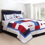 North Shore 100% Cotton Nautical Twin Quilt Red, White+blue Sailboat & F. Fixed Price $105.60.