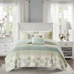 Madison Park 100% Cotton Quilt Set Floral Print, Double Sided Stitching, All Sea. Fixed Price $85.28.