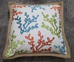 Levtex Embroidered Coastal Chic Throw Pillow 100% Cotton Coral Tropical Hamptons. Fixed Price $23.99.