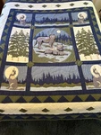 Queen Howling Moon Wolf Mountains Pine Trees Wildlife Lodge Hand Quilted. Fixed Price $59.99.