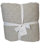 Pottery Barn Belgian Flax Linen Diamond King Quilt Natural Luxury Bedding. Fixed Price $239.99.