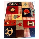 Kids Sports Patchwork Quilt Corduroy Plaid Blanket, Baseball, Football ,soccer. Fixed Price $27.99.