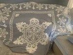Vtg-beautiful 2-SIDED Blue/white Flower Tapestry Bedspread 120 X 96 Md India. Fixed Price $39.99.