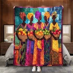 Black Queen Quilt Blanket Afro Heritage Art African American Women Home Gift Dec. Fixed Price $52.53.