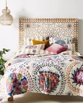 Anthropologie Delissa Cotton Double Sided Queen Quilt & 2 Euro Shams 90X95 Read. Fixed Price $199.99.