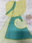 Sunbonnet Sue Embrodered Quilt Blocks. Fixed Price $35.00.