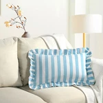 Cpc Blue Striped Hand Block Print Cotton Ruffle Decorative Sham Covers With Z.... Fixed Price $38.55.