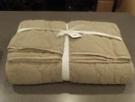 Rare 4PC Pottery Barn Rustic Stonewashed King Quilt & Shams Set - Dark Flax. Fixed Price $449.55.