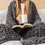 Samiah Luxe Chunky Knit Blanket Throw 50X70, Grey Chenille .... Fixed Price $154.39.