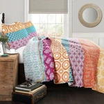 Full/queen 3PC Bohemian Stripe Quilt & Sham Set Fuchsia/orange - Lush D Cor. Fixed Price $19.99.