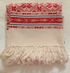 Vtg Ralph Lauren Chadwick Cotton Throw Blanket Red Blue Cream Fringe Snowflakes. Fixed Price $125.00.