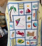 Vintage Patch Magic Beach Quilt Seashells Crabs Cotton Twin + 1 Sham Seaside. Fixed Price $99.00.