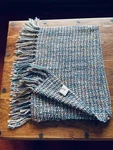 Bedford Kenebunk Hanover Throw 45X70 Soft Polyester Blend Blue, Teal, Chartreuse. Fixed Price $65.00.