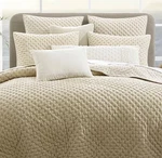 Dkny Pure Quilted Velvet Cotton Queen Coverlet 2 Sham Set Birch Beige New. Fixed Price $299.00.