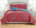 Jayna 5 Pc Quilt Set Damask Paisley Bedding Red Rt Designers Collection Queen. Fixed Price $56.99.