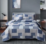 Bedspread Set King Size Plaid Quilt Bedding Grey Blue Patchwork Modern L.... Fixed Price $42.34.