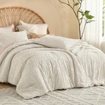 Litanika Queen Size Comforter Set Beige, 3 Piece Cream Boho Tufted Bedding, F.... Fixed Price $59.99.