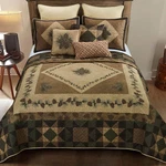 Antique Pine Lodge King Bedding Set - Quilt & 2 Pillow Shams Washable. Fixed Price $341.99.