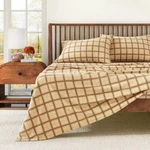 100% Turkish Cotton Flannel Sheet Sets, King, Block Plaid-taupe/green/red. Fixed Price $80.36.