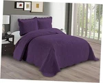 Linen Plus Embossed Coverlet Bedspread Set Oversized Solid Full/queen Purple. Fixed Price $43.29.