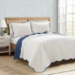 3PC Full/queen Coastal Chic Scallop Edge Reversible Quilt Set Navy Blue -. Fixed Price $29.74.