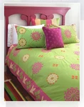 New Susan Sargent Queen Duvet Cover / 2 Shams Chrysanth Citrus Cotton Open Pkg. Fixed Price $159.00.
