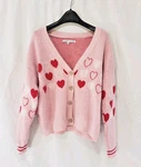 Celebrity Pink Heart Cardigan Sweater Red Button Cozy Valentine Cottagecore. Fixed Price $32.79.