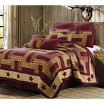 Burgundy Star Primitive Farmhouse Printed Quilt Set Country Lodge Boho. Fixed Price $89.99.
