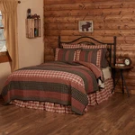 Beckham Rustic Brick Khaki Patchwork Cotton Country Cabin Quilted Bed Collection. Fixed Price $199.95.