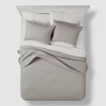 Levtex Gray Cross Stitch Quilt Set, Full/queen. Fixed Price $103.68.